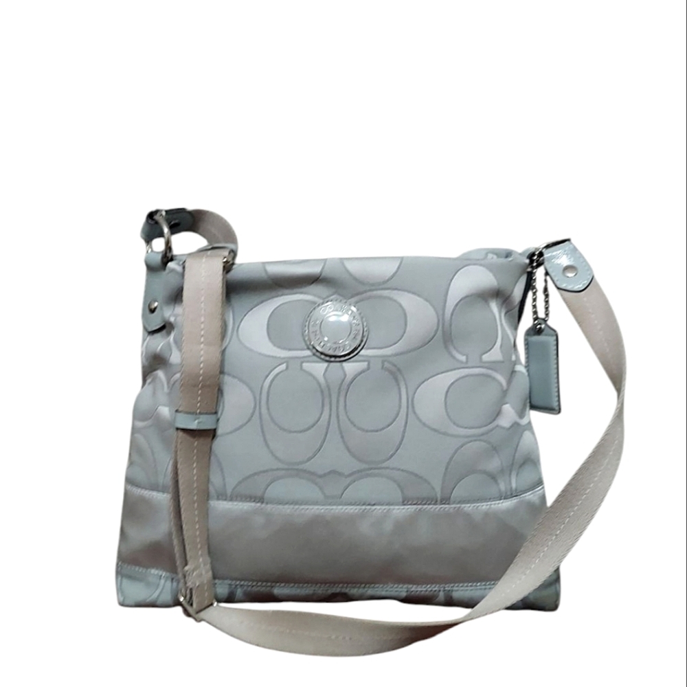 Coach Light Gray Signature Crossbody Bag
